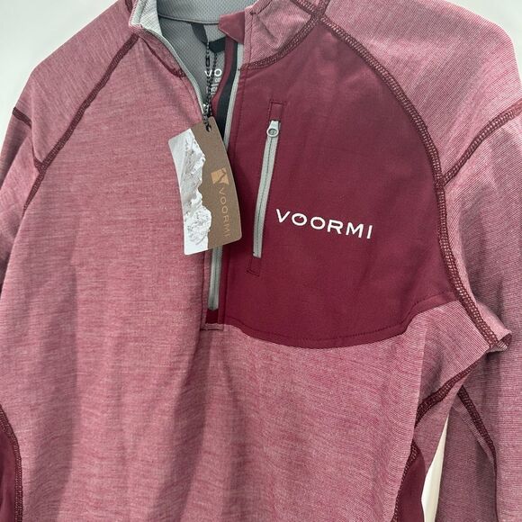 Voormi Women’s Access NXT Pullover Maroon Wool Blend Quarter Zip Medium - Picture 2 of 9